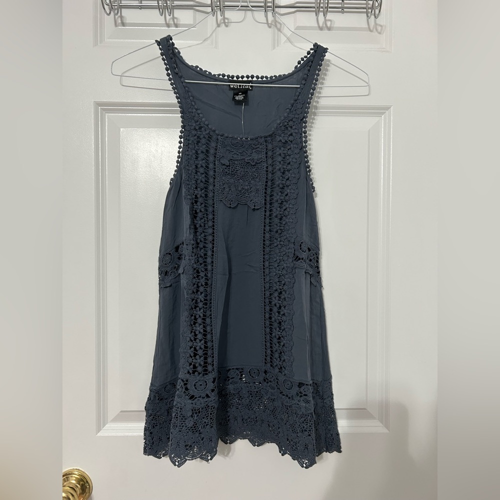 Wet Seal dark grey crochet lace dress